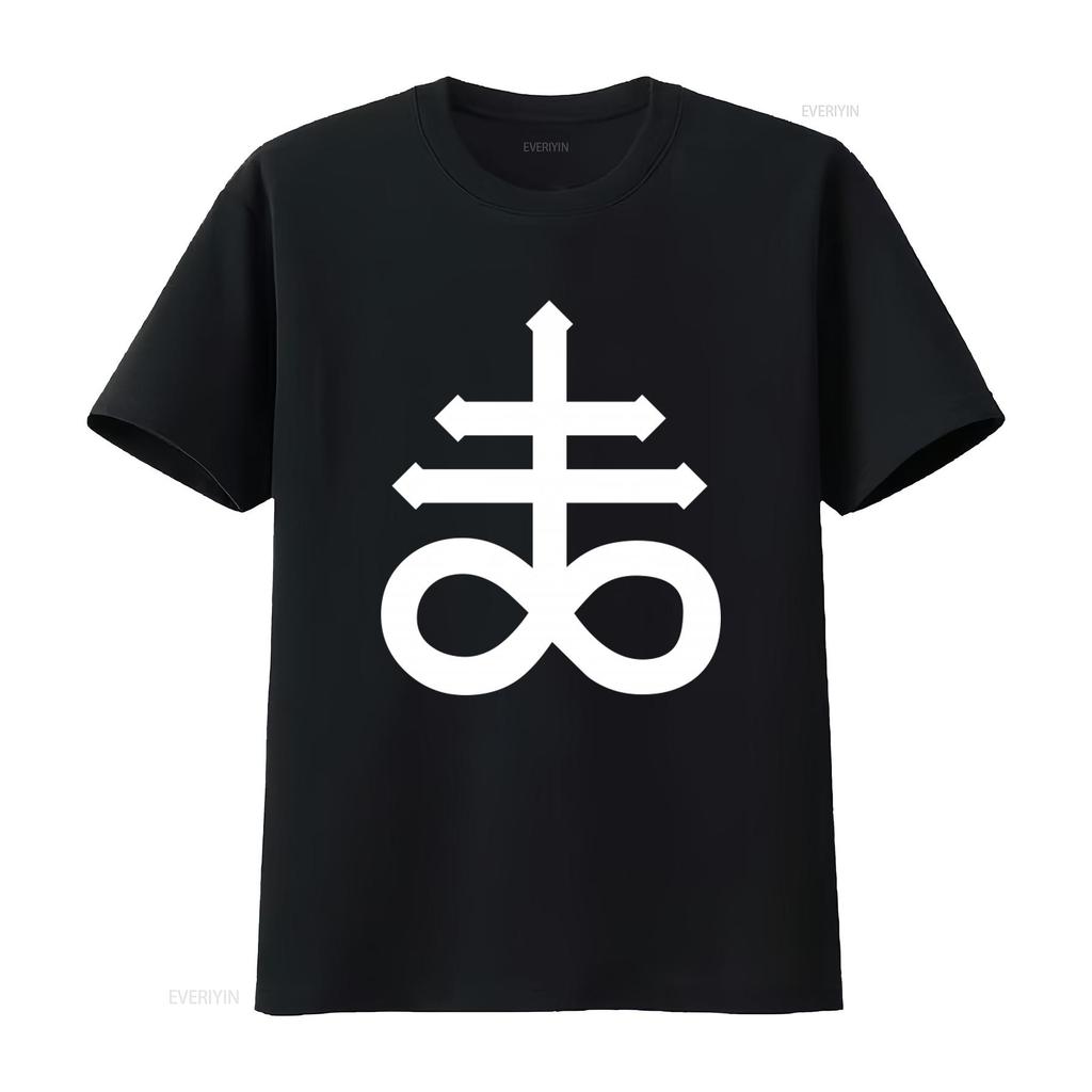 Mens Leviathan Cross T Shirt Satans Devil Design Unique and Edgy Fashion Statement vintage Washed Unisex Top For Everyday Wear