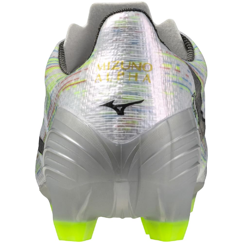 Mizuno Alpha 2 PRO Soccer White with Silver Size 2E Cleats, Wide, Lightweight, Rugby, Iridescent, 26.5 cm,