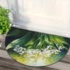 1Pcs Green Leaf Lily Semi Circle Welcome Doormat Non-Slip for Outdoor Patio Porch Kitchen Bathroom Entryway Floor Mat