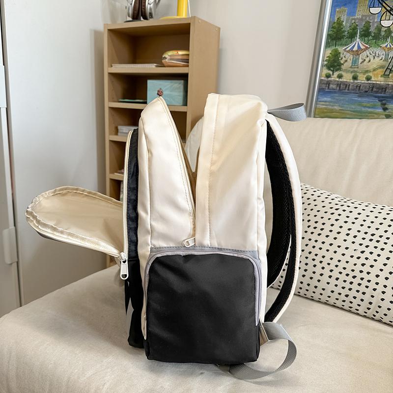 Color Block Backpack Women College Style Schoolbag Junior High School Student Backpack