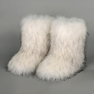 Fashion Luxury Winter Women Long Plush Warm Snow Boots Casual Shoes New Suede Fur Chelsea Ankle Boots Flats Platform Ladies Thick Bottom Fashion Shoes