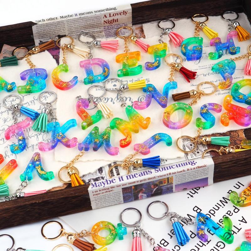 Diy Crystal Resin Drop Glue Alphabet English Word Pendant Keychain Silicone Mirror Handmade Mold Halloween Jewelry