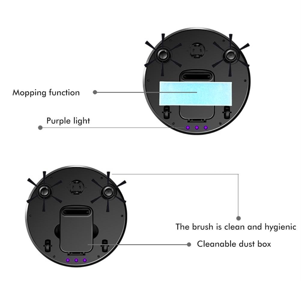Robot odkurzający 3 w 1 Inteligentny robot czyszczący z funkcją ssania, zamiatania i wycierania