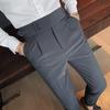 Pantaloni da abito casual da uomo a vita alta, dritti e larghi, con fibbia Naples Paris