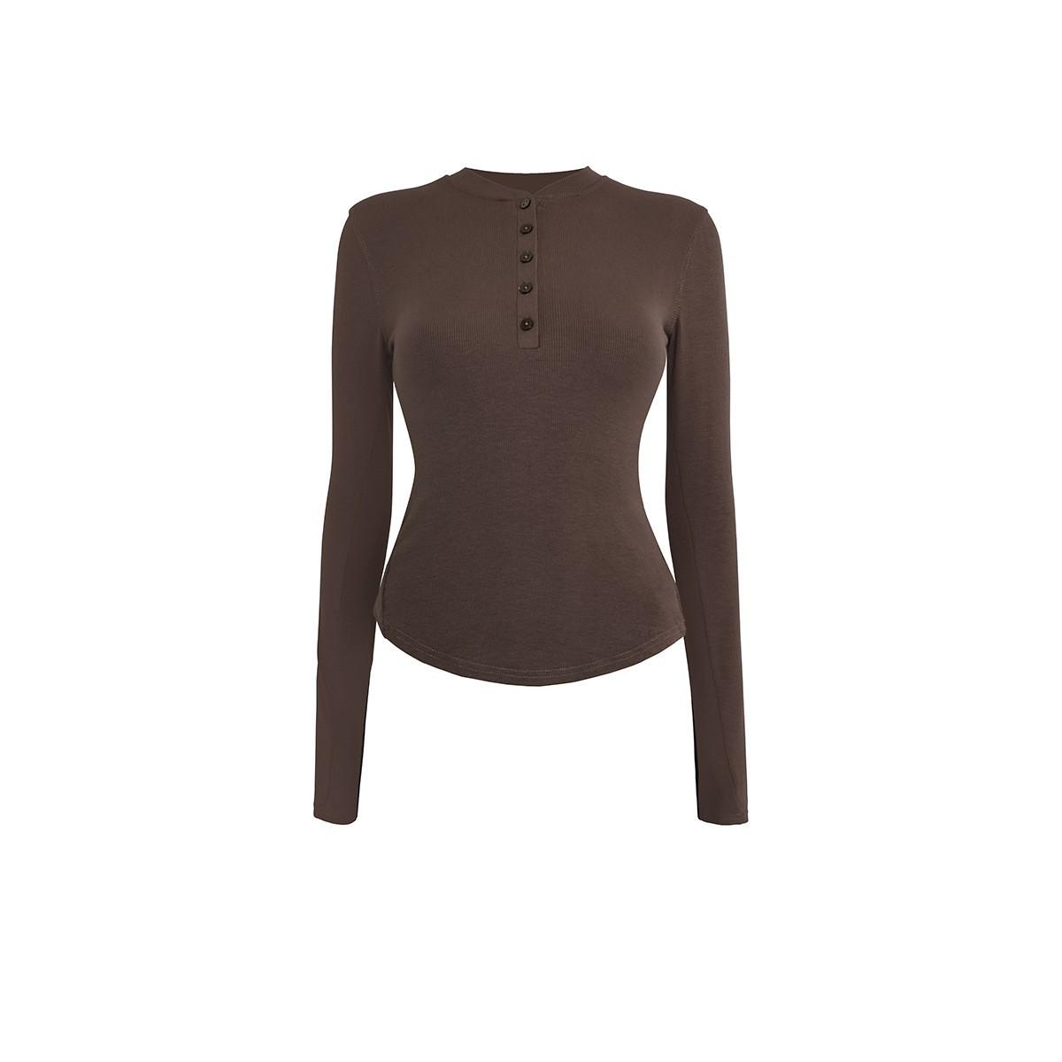 Women s Slim Fit Breathable Knit Yoga Henley: Spring/Autumn Long Sleeve Seamless Sweat-Wicking Top M=4