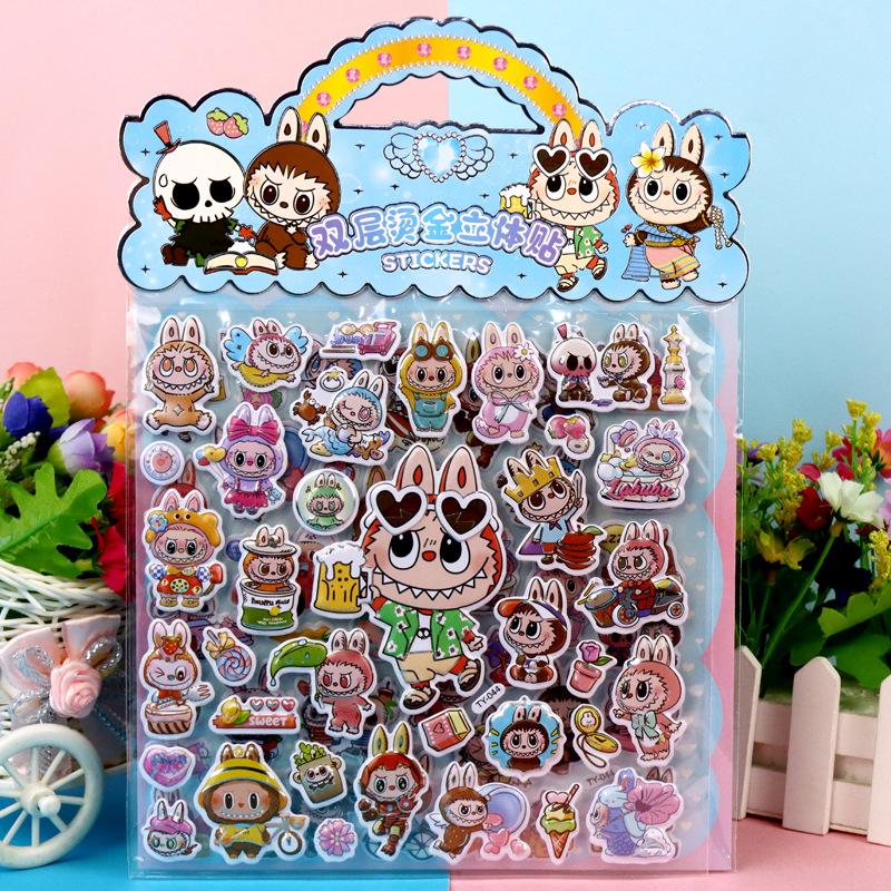 Children s Cartoon Sticker Double-layer Three-dimensional Bubble Sticker 3D Bronzing Elf Tiantuan Cartoon Rabbit