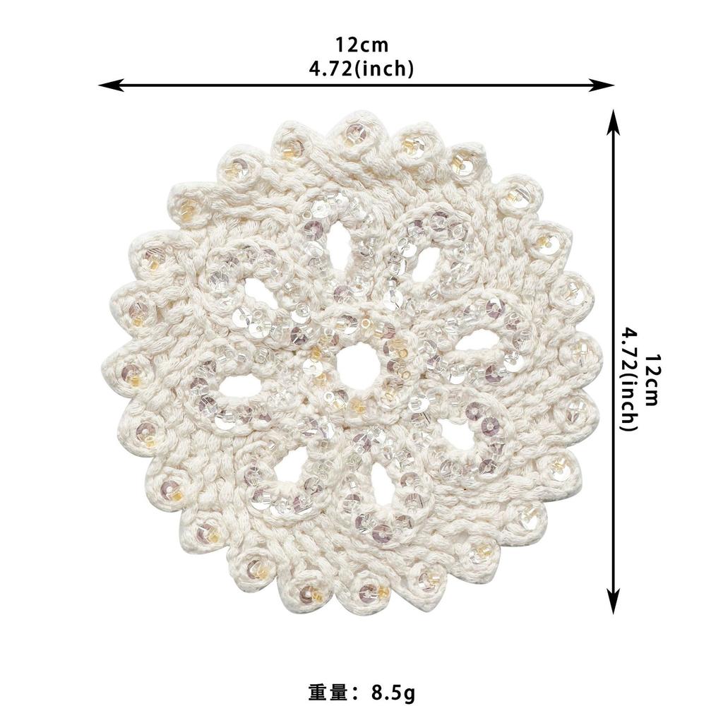 Apricot Hollow Cotton Thread Woven Sequins Embellishment Cloth Sticker Clothing Luggage T-Shirt Top Accessories Patch Cloth Sticker Accessories