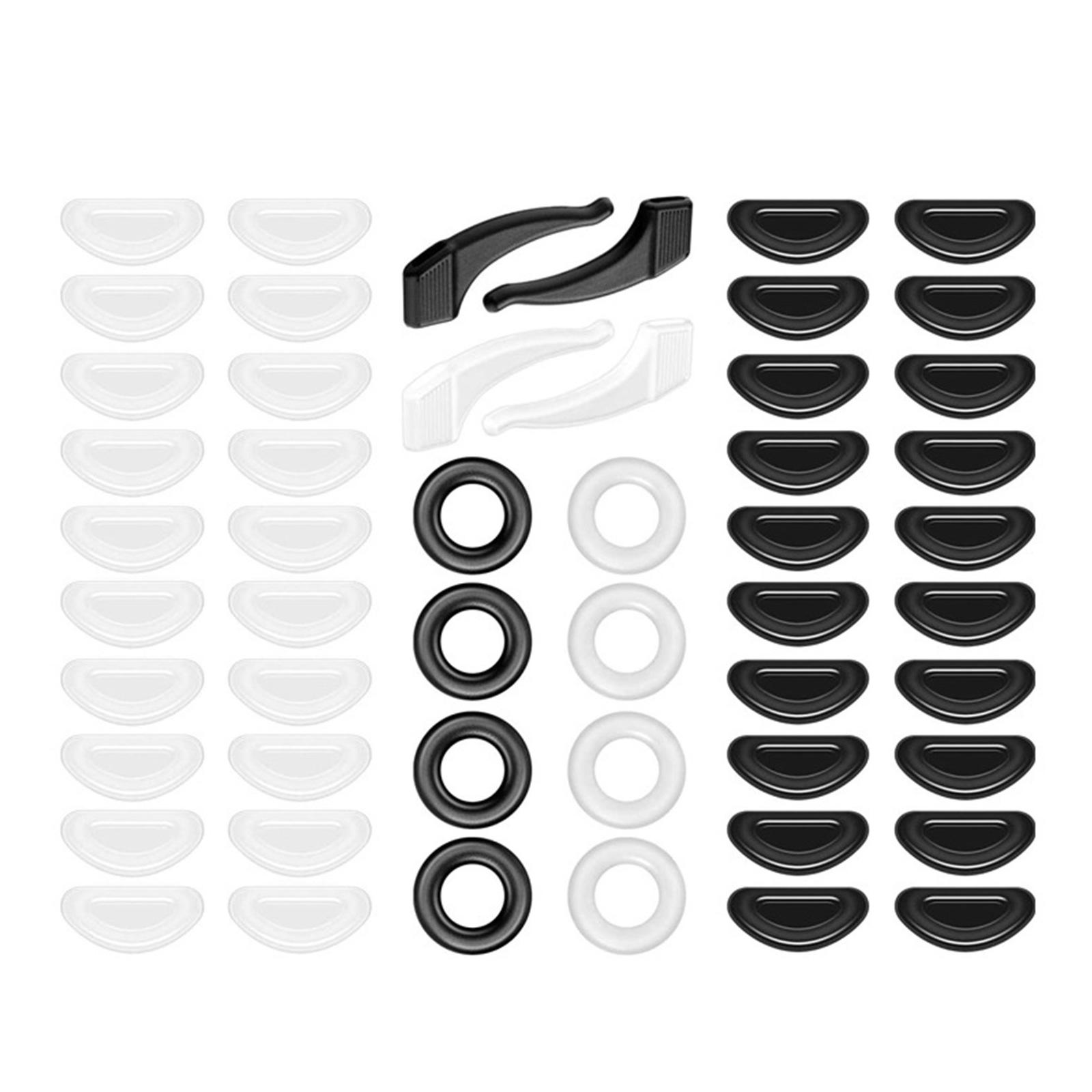 

Универсальные силиконовые противоскользящие наборы для очков с заушными фиксаторами, заушными крючками и носоупорами для надежного и удобного держателя очков