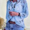 Cardigan lavorato a maglia da donna con scollo a V, intagli a forma di diamante e maniche a pipistrello, per la primavera/estate europea