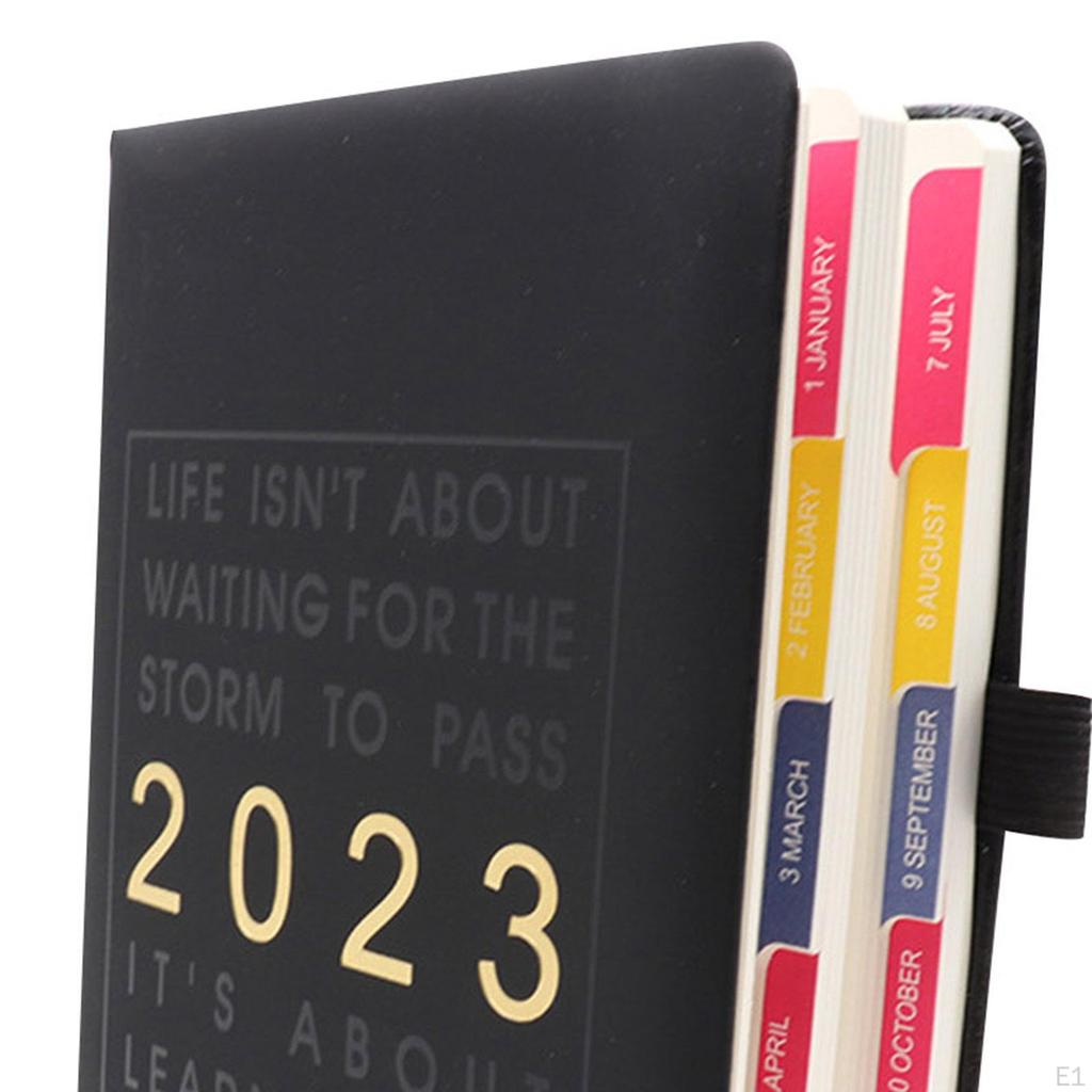 Organizer Notebook, Weekly and Monthly Planner, Faux Leather Cover, Pen Holder, 3”x7”