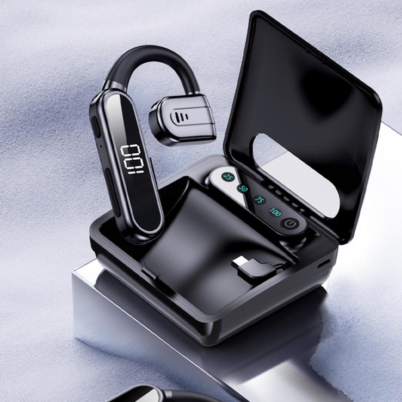 New Air Conduction Bluetooth Earphone Single Ear Rotation with Charging Compartment Without Ear Hanging Ear External Sound Large Power