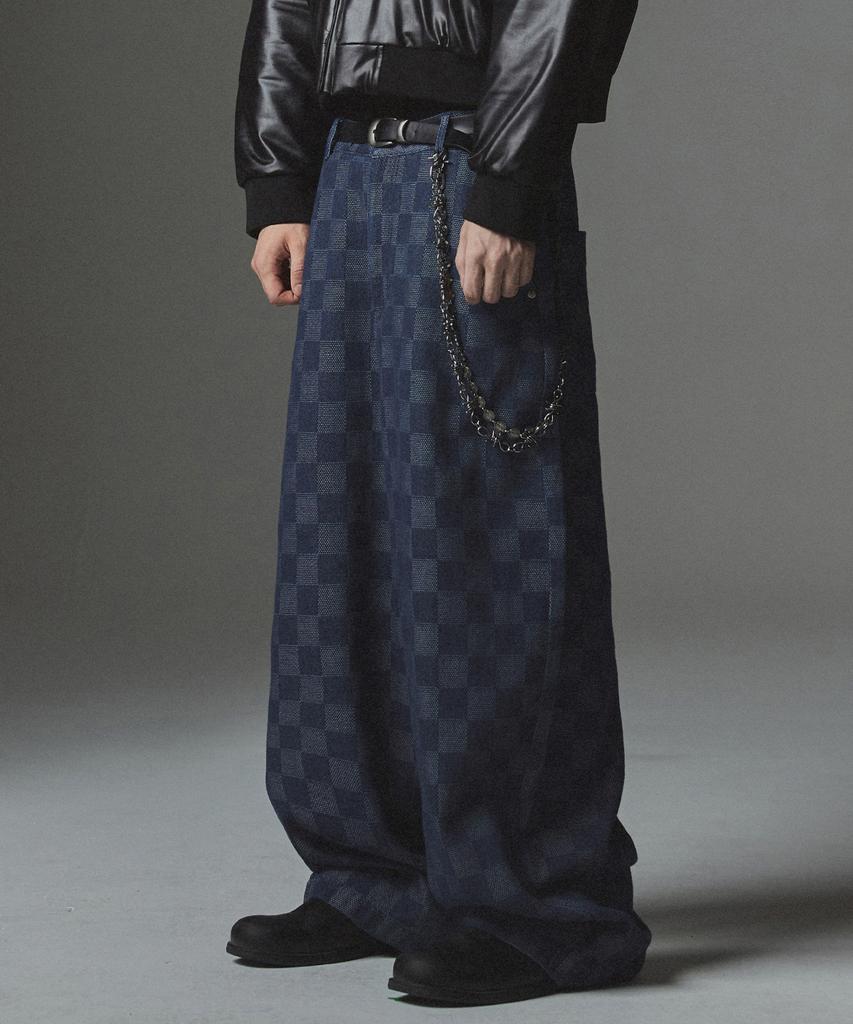 Pantaloni di Jeans Baggy Fit a Scacchi NOT4NERD - Blu Scuro