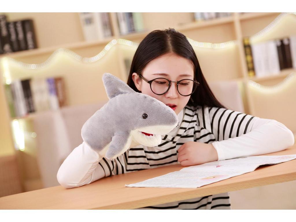 Plush Shark Hand Puppet Toy - Movable Mouth for Infants and Babies