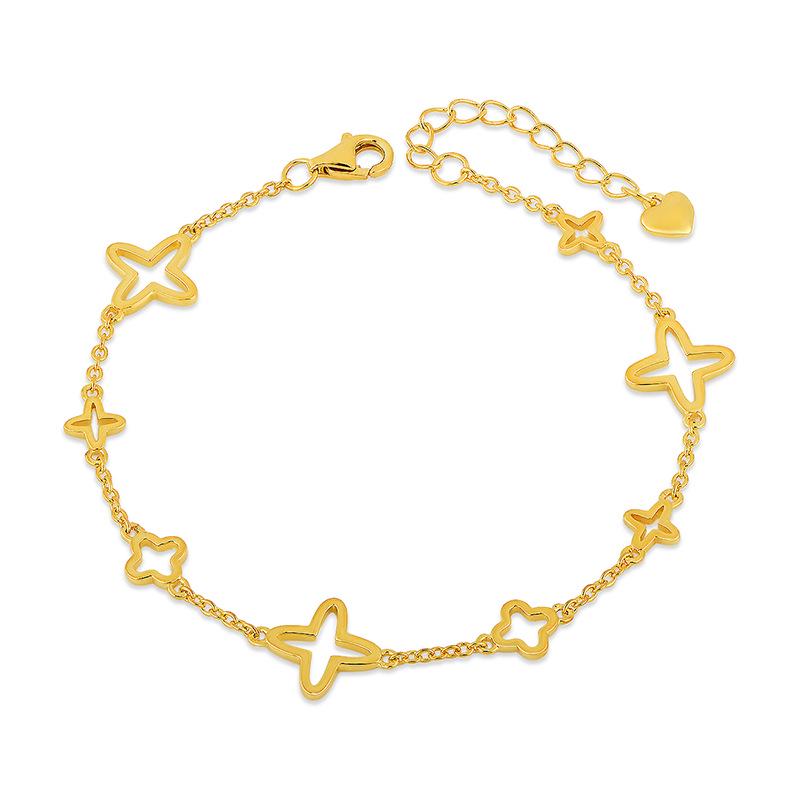 Starburst Bracelet: 18K Gold-Plated S925 Silver, Retro Luxury Versatile Accessory for Women 925 Sterling Silver