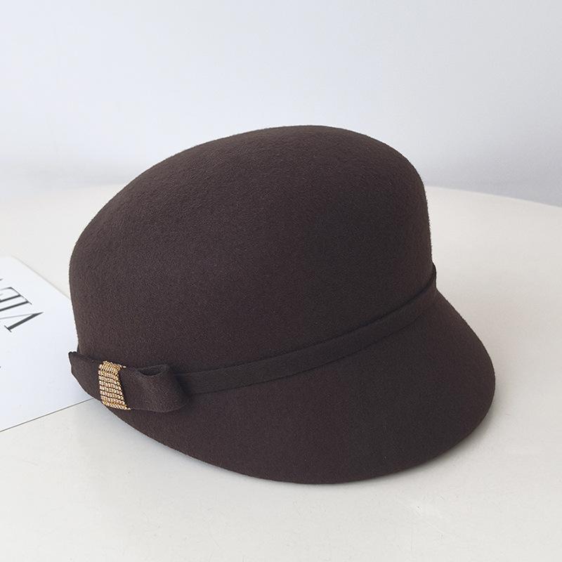 Autumn and winter bow British equestrian hat women's retro wool woolen face small cap fashion felt hat knight hat