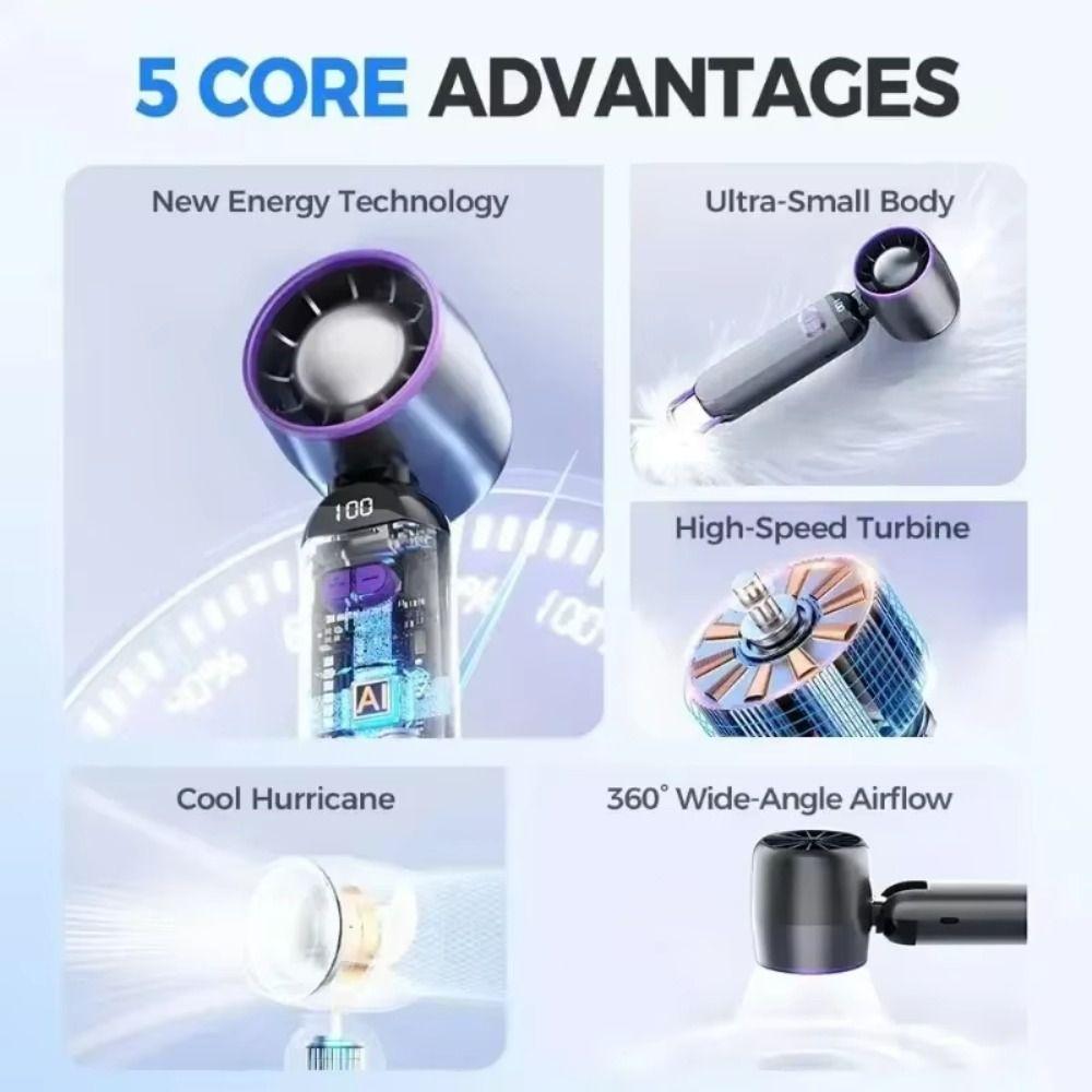 LED Digital Display Small USB Charging Fan Rechargeable Turbo Fan Mini Hand Fan  Women Makeup Tools