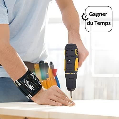 Cadeaux pour Hommes, Bracelet magnétique Artisanal 2023 avec Tige magnétique et Crayon pour Maintenir Les vis et Les Clous, idées de