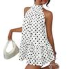 Hot-selling Women's Clothing Summer European and American Temperament Polka Dot Splicing Neck Sleeveless Dress Short Skirt