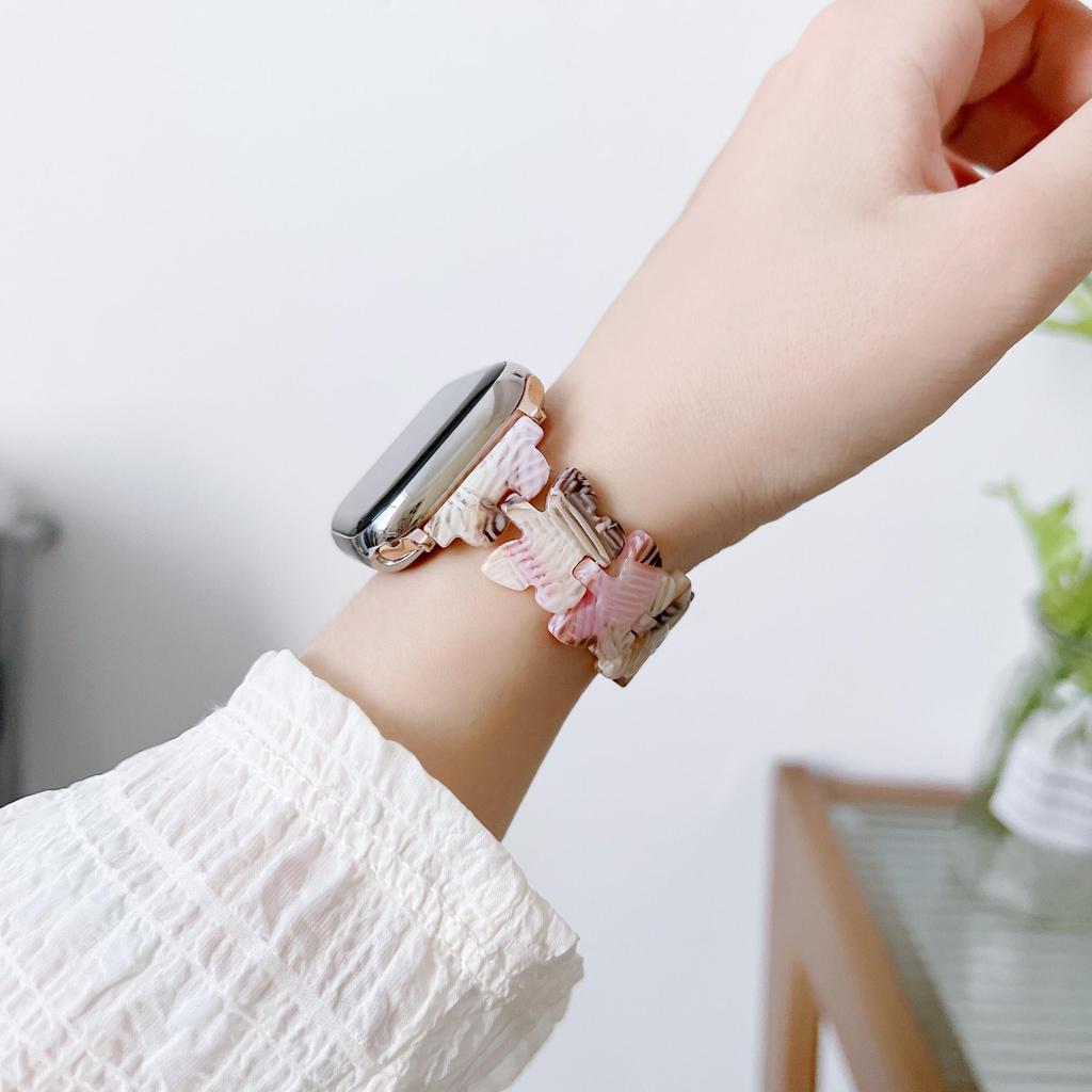 Apple Watch Band için Kelebek Reçine Kayış 7 44 40mm 42mm 38mm 41 45mm Şeffaf Döngü Kordonlu Saat IWatch 7 6 Se Serisi 5 4 3