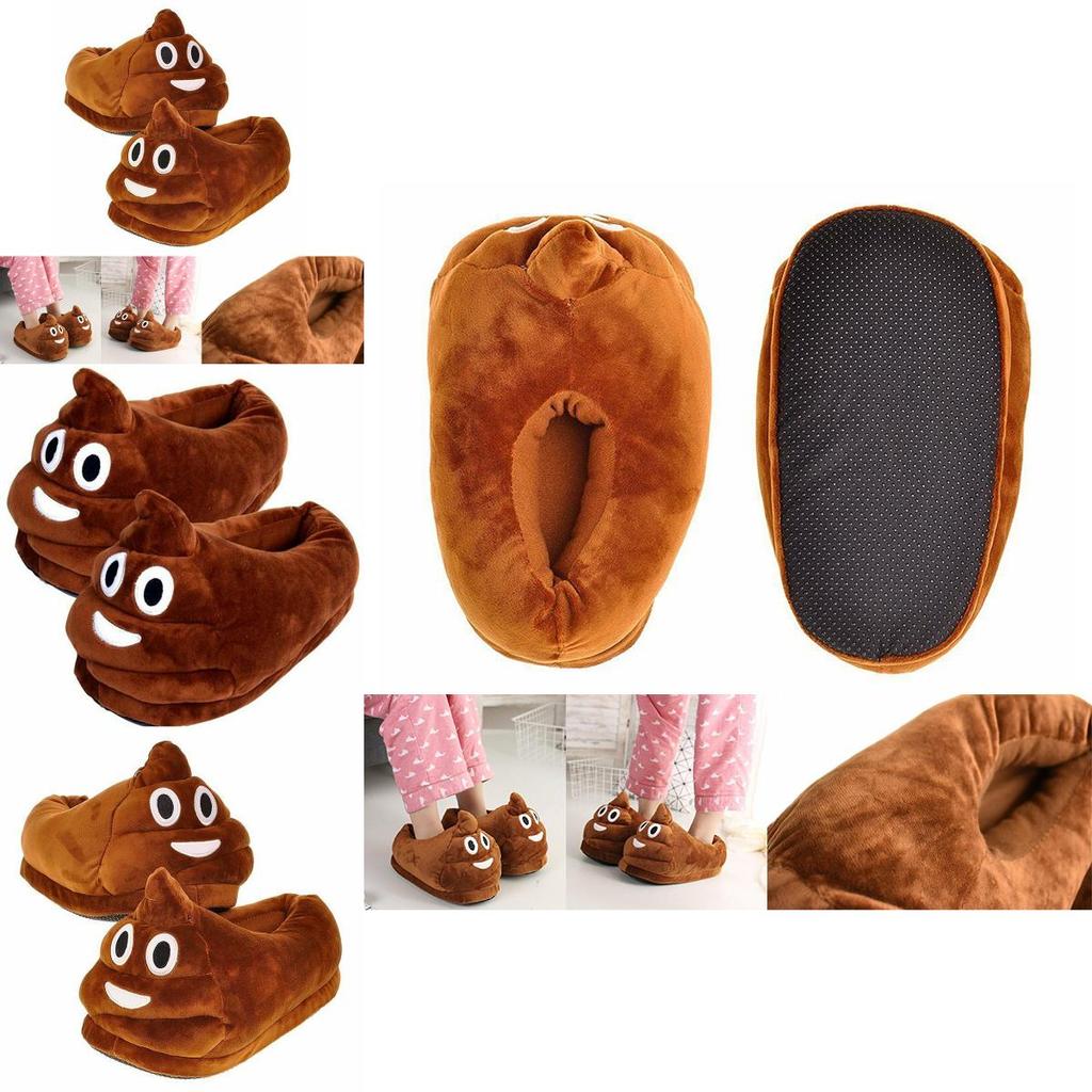 Super Soft Unisex Poop Emoji Plush Slippers For Home Indoor Comfort