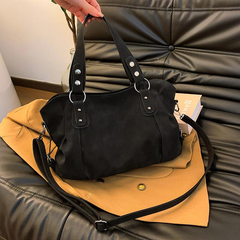 

Retro large-capacity new versatile messenger simple casual shoulder tote bucket bag чёрный
