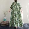 DIMANAF 2025 Summer Plus Size Long Dress Casual Basic Women Loose Vintage Flower New Printing Beach Dress Maxi