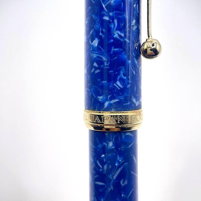Used Rare SAILOR Magellan 14K Fountain Pen Marble Blue Gold Writing Unconfirmed TJ267-2