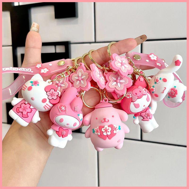 Süßer Rosa Kirschblüten Cinnamoroll Cartoon Schlüsselanhänger