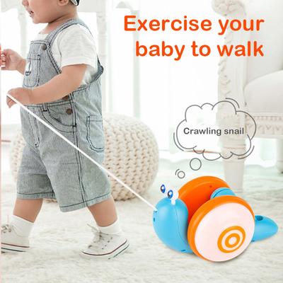 Hračka na procházení šnekem Pull Line pro děti Batolata Kreslené zvířátko Miminko na procházce s lehkou hudbou Hračky na plazení šnek