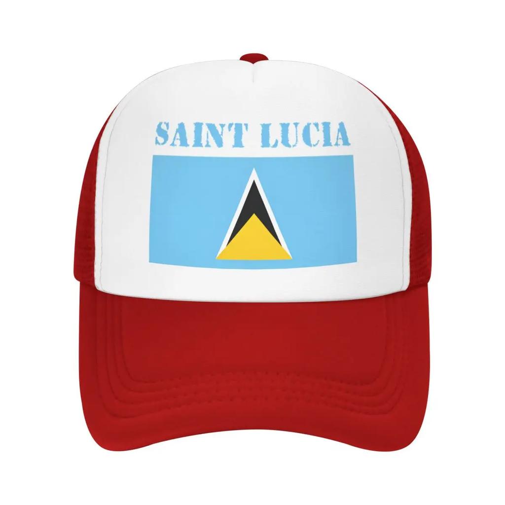 Custom Saint Lucia Flag Baseball Cap for Unisex Women Personalized Adjustable Trucker Hat Outdoor Snapback Dad Hats