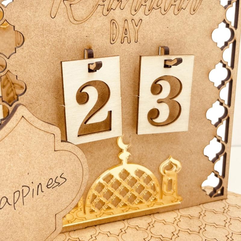 Eid Mubarak Ramadan Countdown Calendar Decorative Crafts Art Ornament for Holiday Festival Party Background