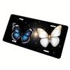 [Activate ]2D Flat Car P1pc 2D Flat Solely for Decoration License Plate Frame And Cover, Butterfly Universe Blue And White Starry Sky Style - Standard