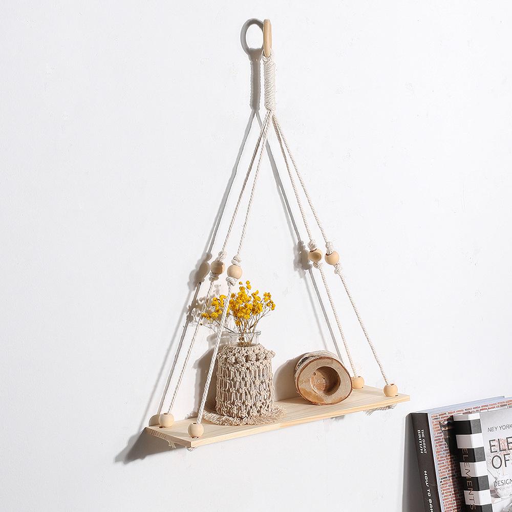 Cross-Border Cotton Rope Tapestry Wall Hanging with Shelf for Green Plants