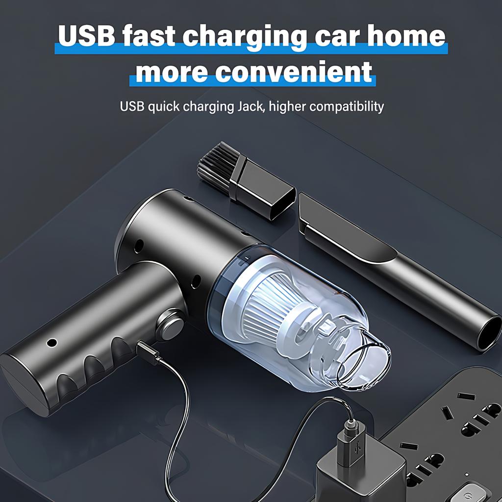 2-in-1 Cordless Car Vacuum, Portable Handheld Blower & Vac, Mini Home Auto Cleaner