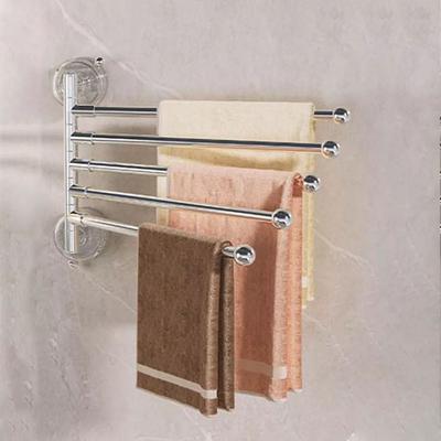Nouveaux porte-serviettes 3/4/5 barres Rotation à 180° Ventouse Porte-serviettes en plastique sans perçage Tige pour serviettes de toilette