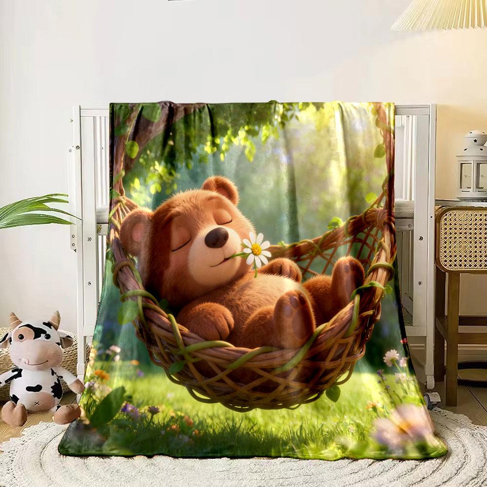 Animals Sleeping In The Green Forest Printed Blanket, All-Season Multi-Use for Nap Camping, Travel Car Sofa Multi-Size Selection