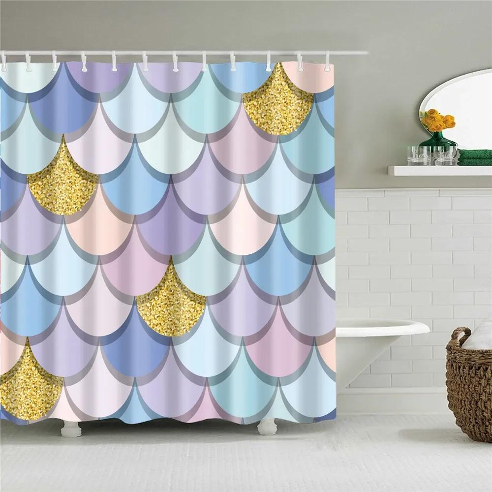 Abstract Geometric Stripes Printing Shower Curtains Home Hotel Bathroom Decoration Bath Curtains Waterproof Bathroom Curtains