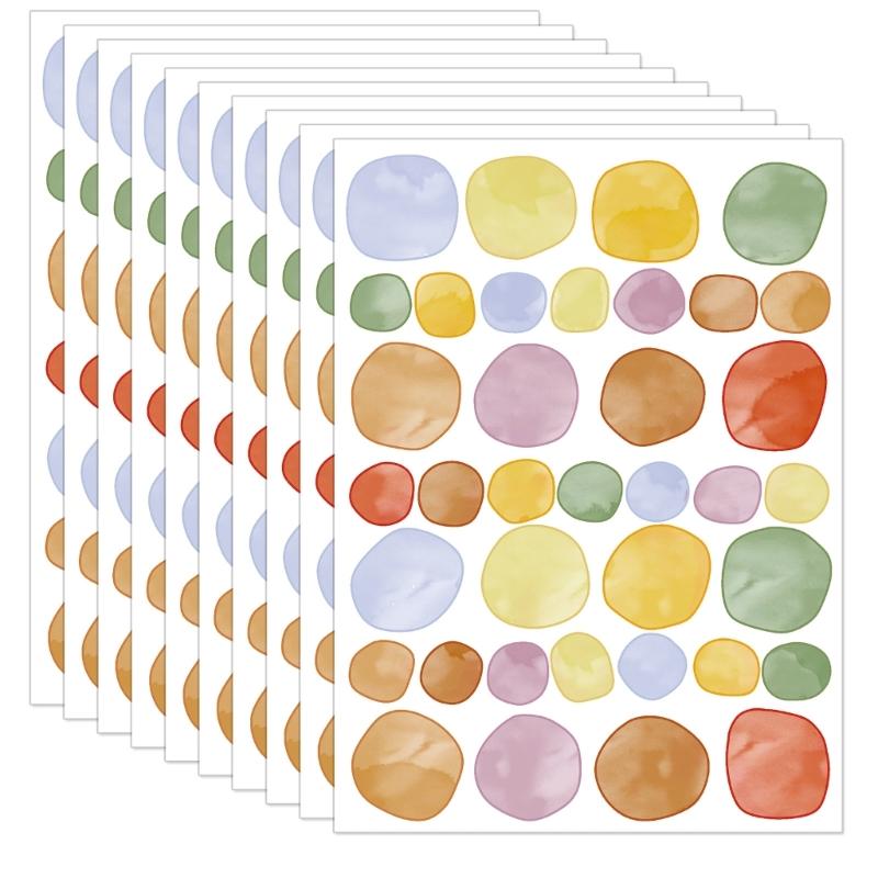 10 Sheets Colorful Dots Sticker Circle Wall Decal for Bedroom Playroom Decors Removable PVC Sticker Nursery Decoration