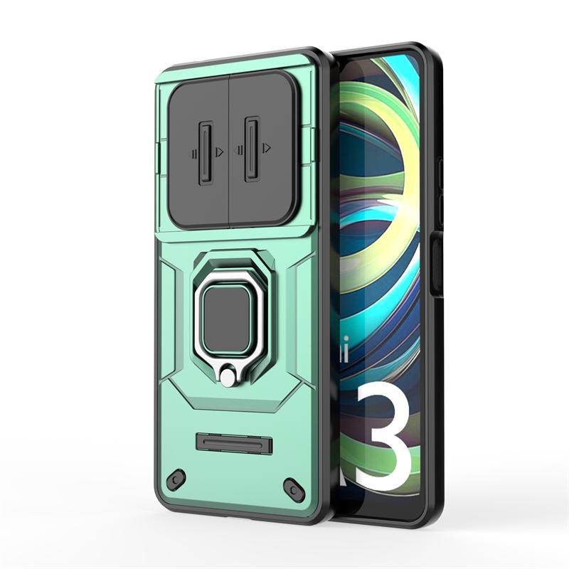 

Shockproof Case For Xiaomi Poco C61 Case For Poco C61 Bumper Magnetic Full Back Cover For Poco C61 Push Window Case 6.71 inch For Poco C61 зелёный