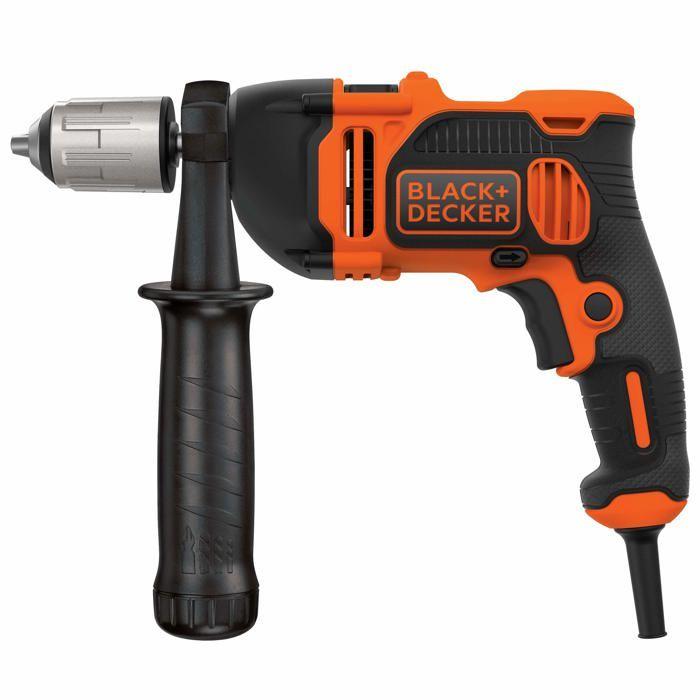 BLACK+DECKER BEH850KA32-QS Perceuse à percussion filaire - 850W - 54 400 cps/min - 32 accessoires - Guide de profondeur - Poignée