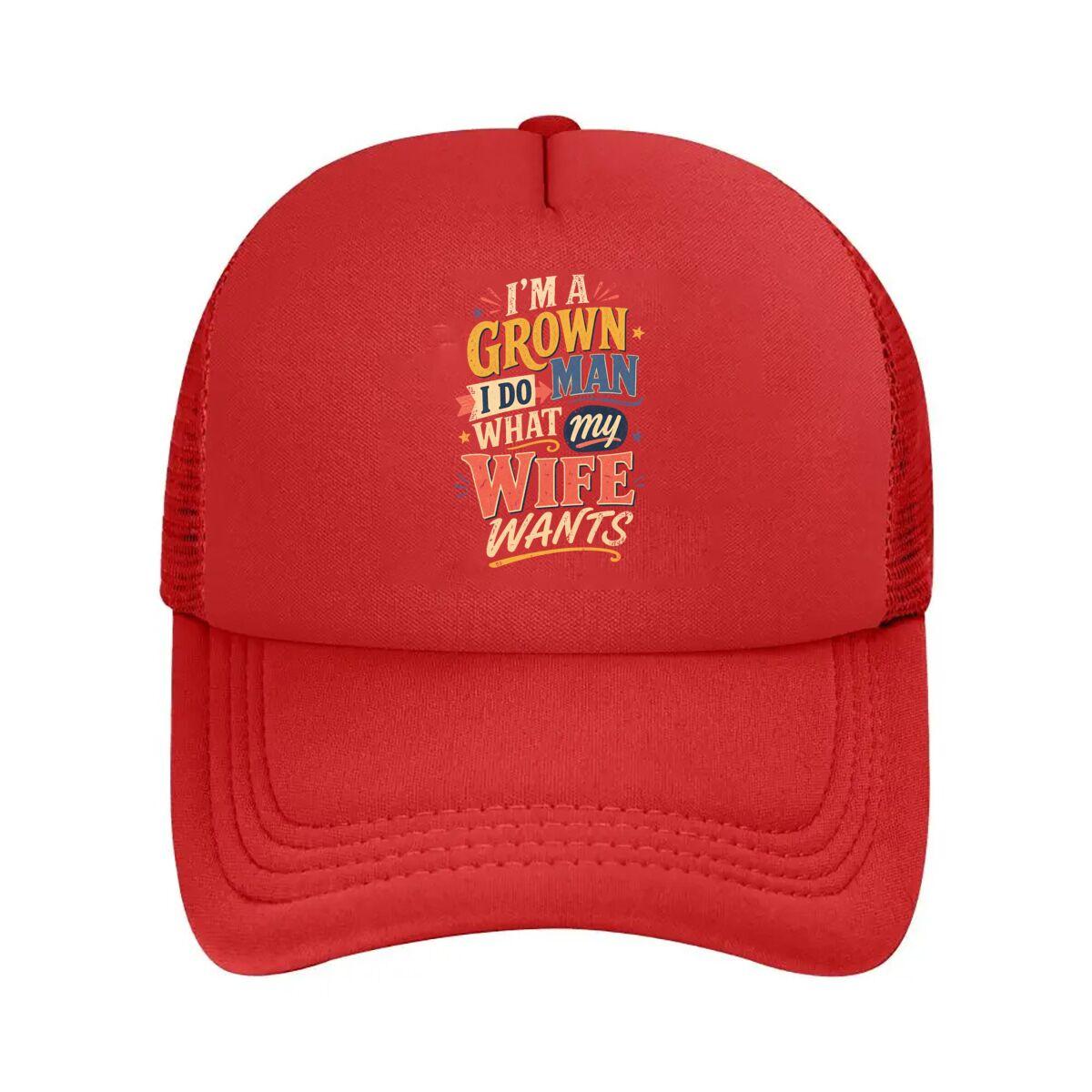 Funny Wife Request Quote Typography Mesh Baseball Cap Hip Hop Adjustable