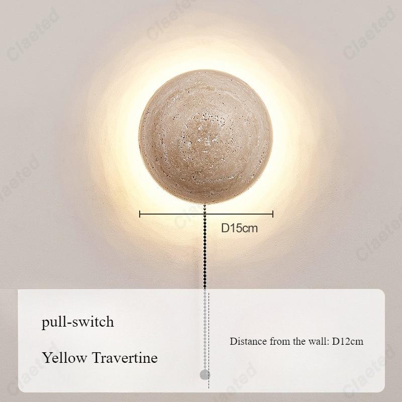 

Simple Retro LED European Yellow Hole Stone Lamp Living Room Corridor Bedroom Bedside Decorative Lighting Lamps white light