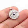 6pcs Evil Blue Eye Charm Dark Blue Heart Moon Eyes Pendant Rhinestone Stainless Steel Charm For Jewelry Making Necklace Keychain