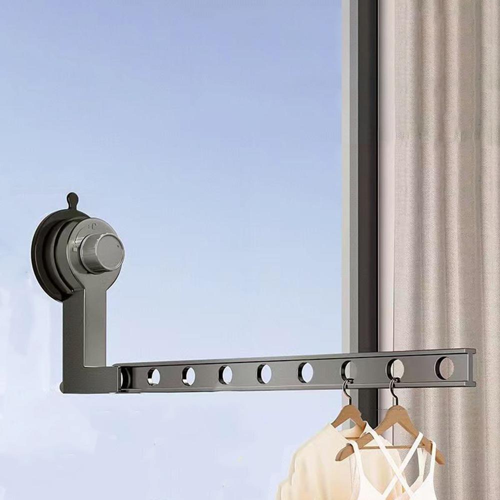Non-Punching Suction Cup Clothes Drying Rack Wall-mounted Retractable Laundry Rack  Travel