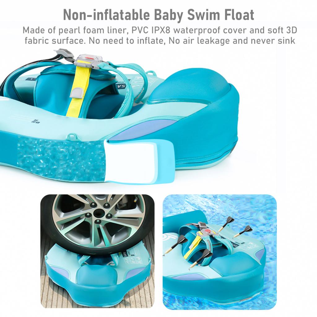 Mambobaby Galleggiante Non Gonfiabile per Bambini Morbido Impermeabile per Nuoto Bambini Allenatore per il Nuoto Amico della Pelle con Coda + Tettuccio Parasole per 3-24 Mesi B