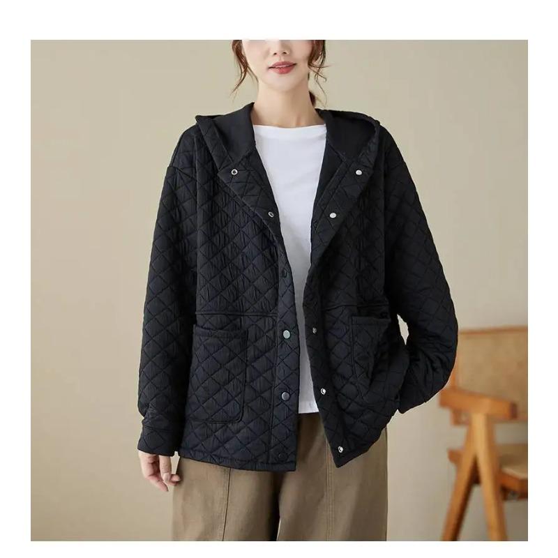Casual Splicing Long Sleeves Pocket Baseball Uniforms Autumn Winter Woman Korean Loose Cotton Clothing