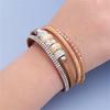 Ceramic Beads Leather Bracelet For Women Retro Boho Crystal Chain Multilayer Wide Wrap Jewelry Accessories
