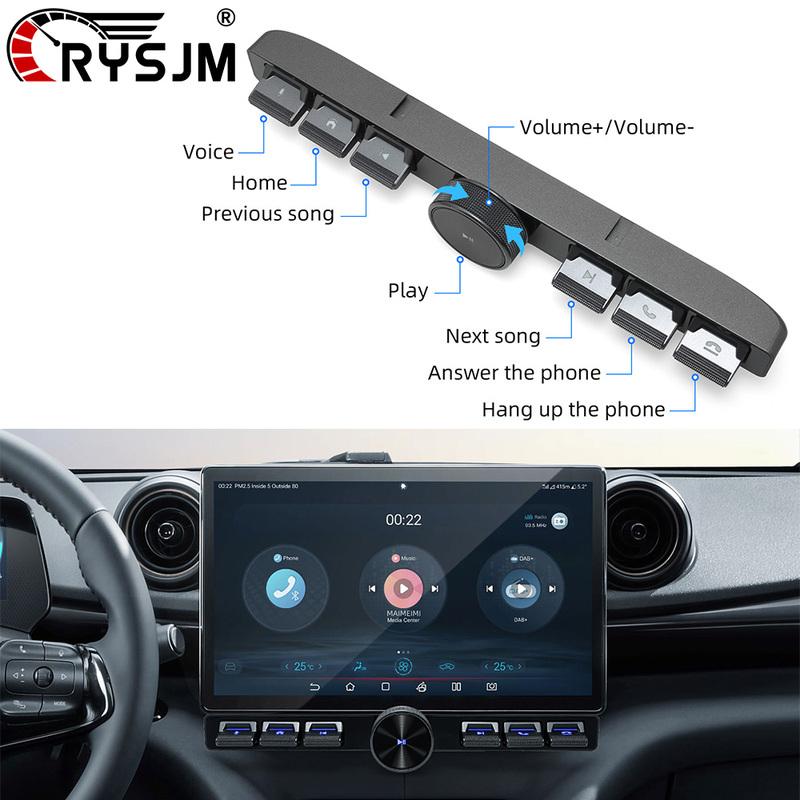 Wireless Multimedia Remote Control 7 Keys LED Car Controller Volume Adjuster Answer Phone Calls For Multimedia Navigation Player