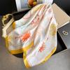 Beach Style Printed Silk Square Scarf - High-End Feel Shawl, Sun Protection Neck Tie, Headscarf, Small Square Scarf