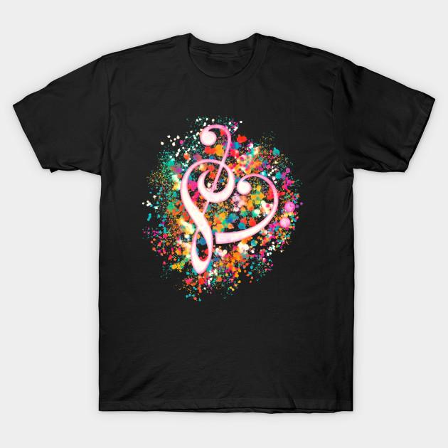 

Men Black Print T-shirt I Love Music Treble Bass Clef Heart No-Cut Transfer Paper Print Cotton Tshirt M чорний